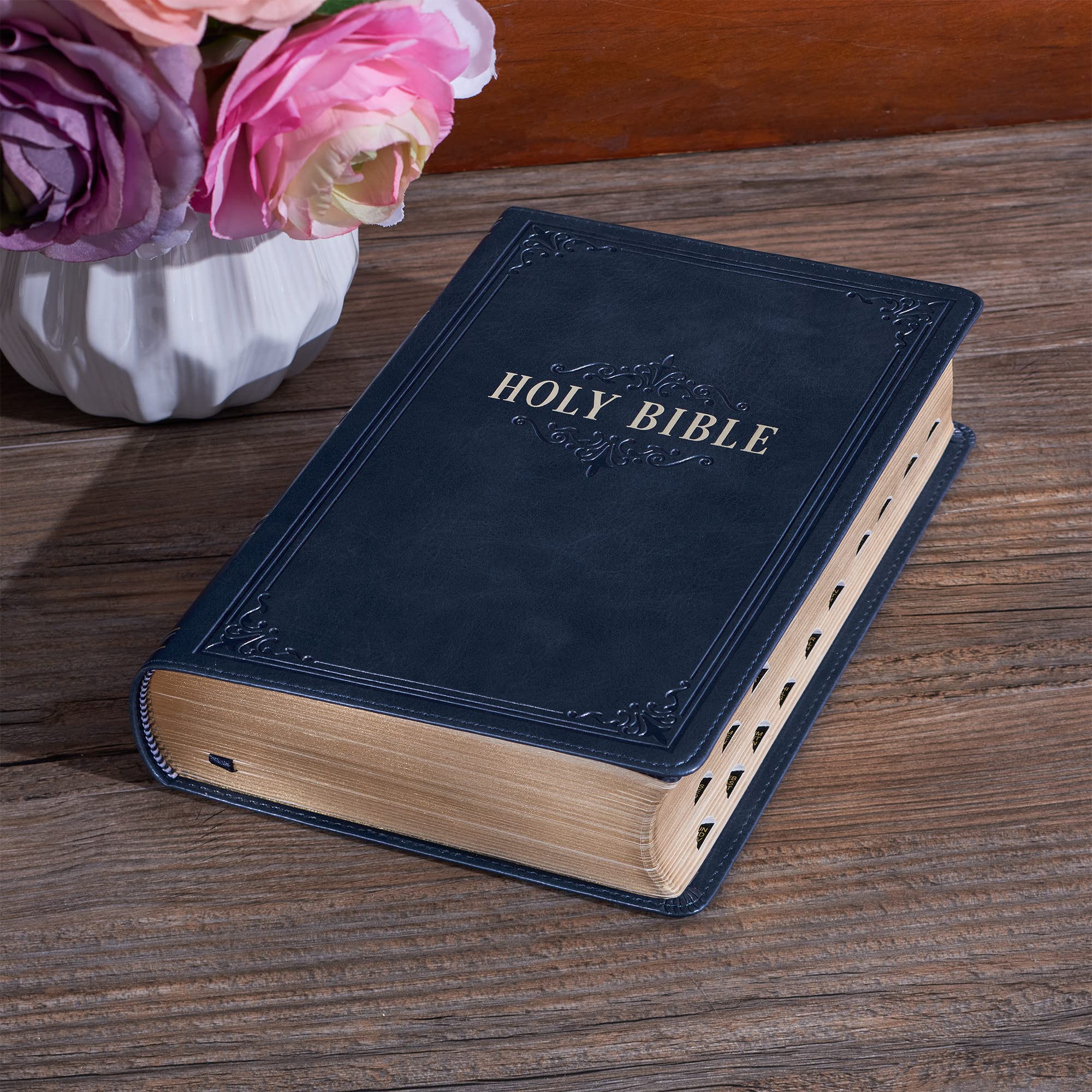 KJV Holy Bible, Giant Print Standard Size Faux Leather Red Letter Edition - Ribbon Marker, King James Version, Dark Blue (KJV Standard GP Editions) KJV Holy Bible, Giant Print Standard Size Faux Leather Red Letter Edition - Ribbon Marker, King James Version, Dark Blue (KJV Standard GP Editions) Imitation Leather