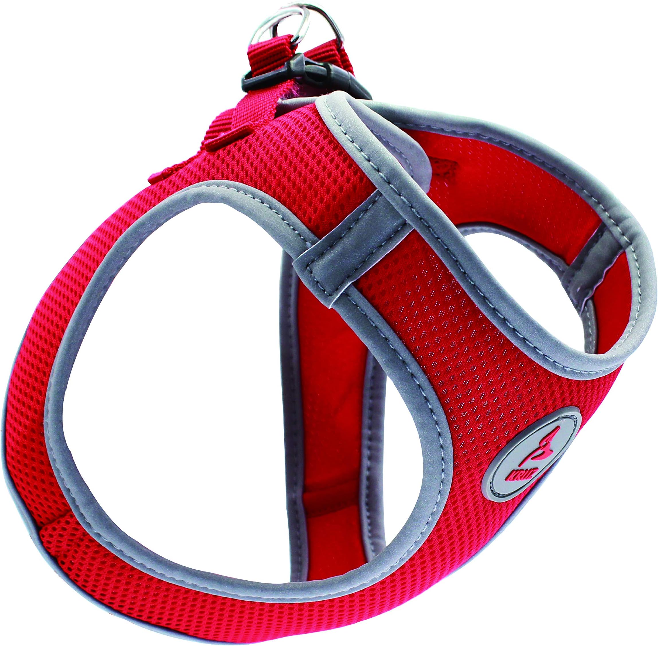 Kruz PET KZA306-14L Reflective Mesh Dog Harness, No Pull, Quick Fit, Comfortable, Adjustable Pet Vest Harnesses for Walking, Training, Small, Medium Dogs - Red - Large