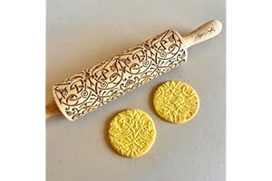 FLEUR DE LIS KNOT Embossing Rolling Pin. Dough Roller with Shamrock Pattern for Homemade Cookies and Pottery by Algis Crafts