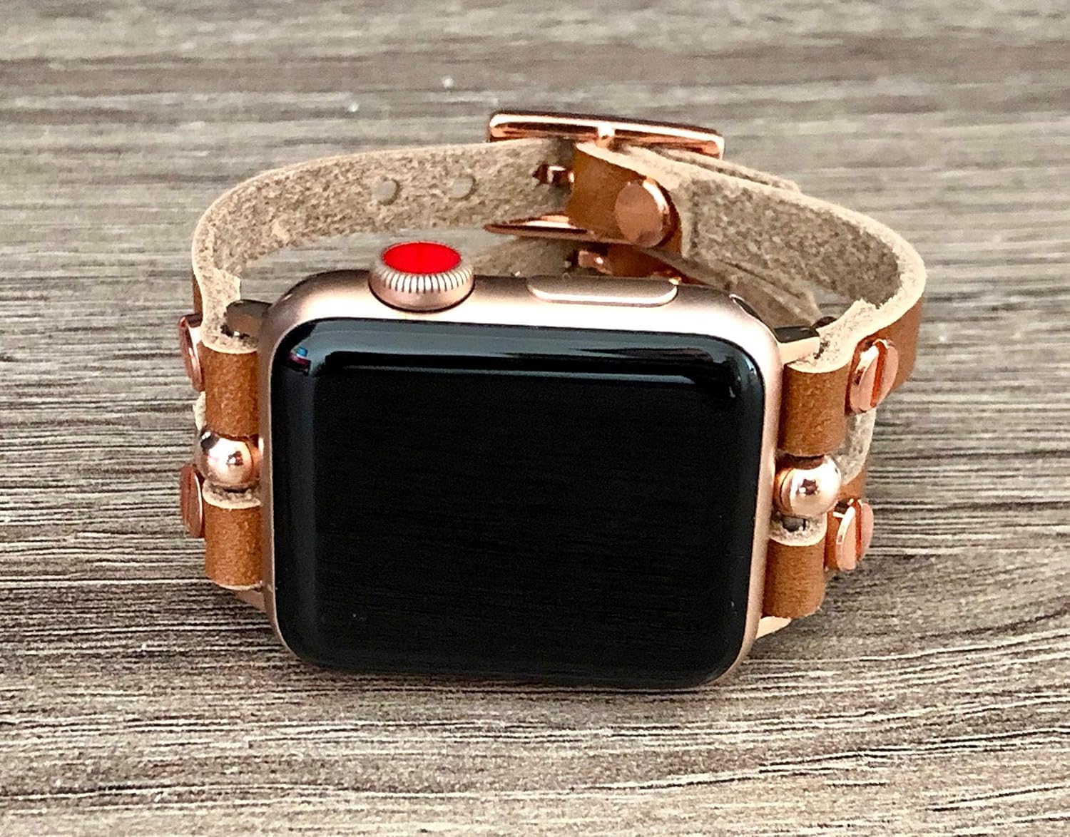 double strap leather apple watch band