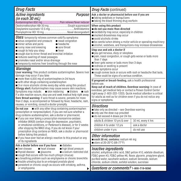 AMAZON BASIC CARE NIGHTTIME SEVERE COLD & FLU LIQUID, ORIGINAL, 12 FL OZ (PACK OF 1)