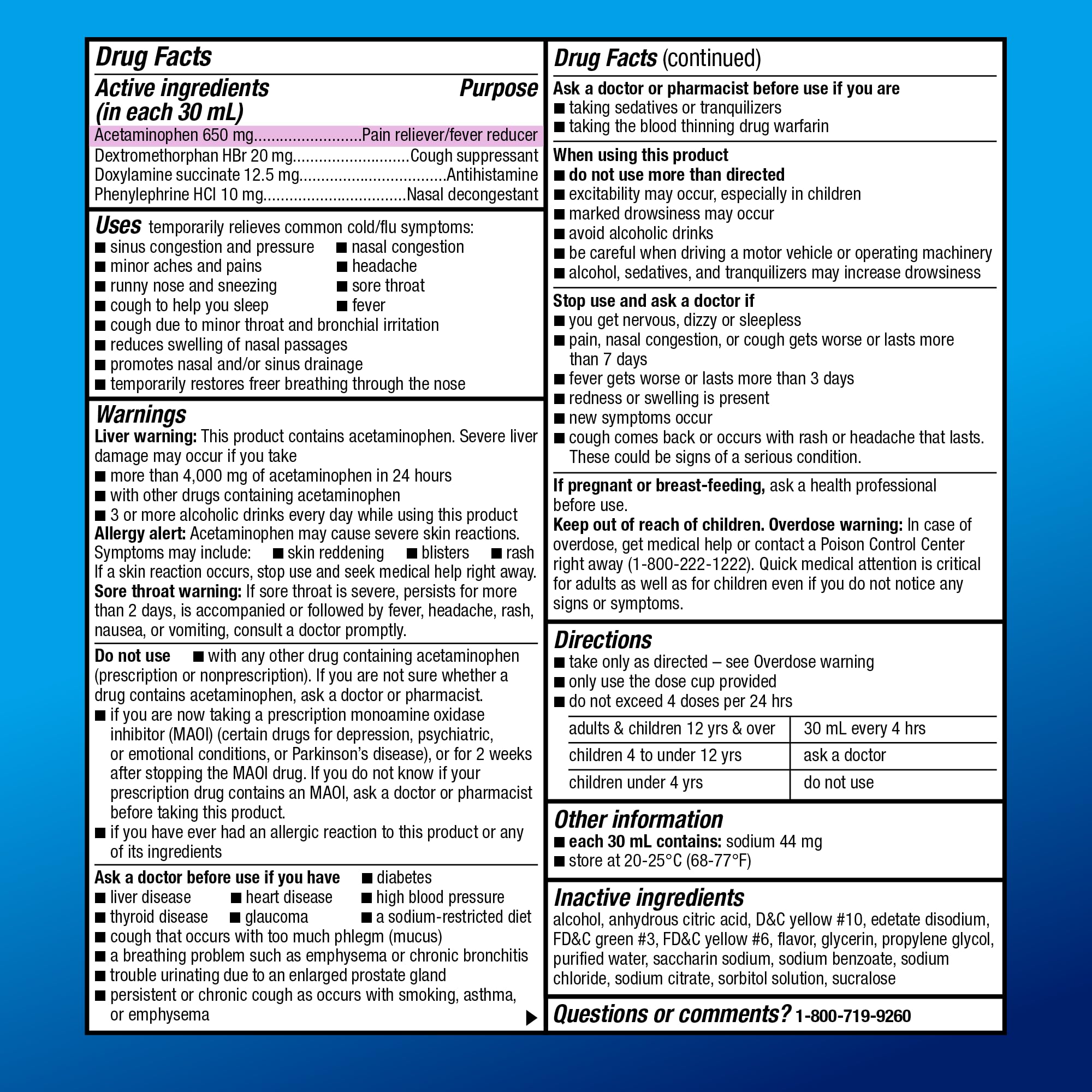 Amazon Basic Care Nighttime Severe Cold & Flu Liquid, Original, 12 fl oz (Pack of 1)