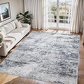 6x9 Area Rugs for Living Room Rug Washable: Abstract Rug for Dining Room Bedroom Carpet Non Slip 6 by 9 Indoor Modern Nursery Home Office Blue Grey