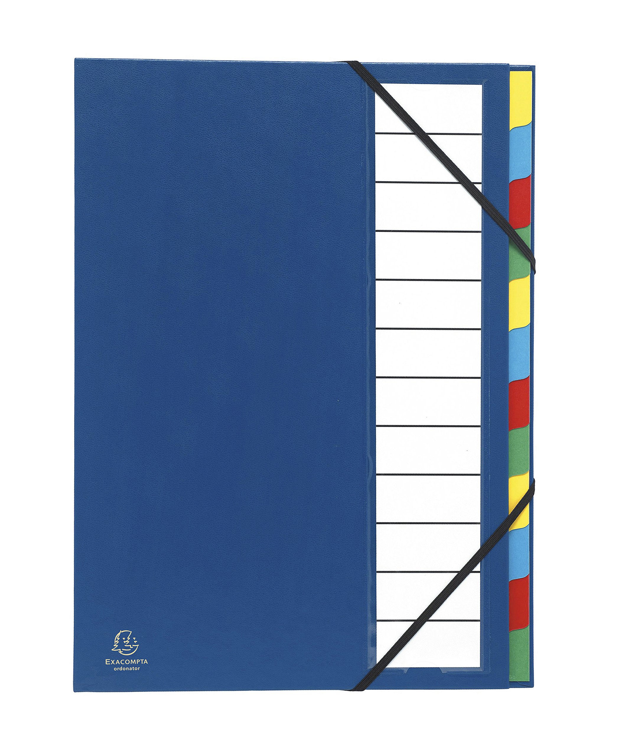 Exacompta - Ref 55342E - Harmonika Multipart File - 235 x 335mm in Size, Suitable for Storing A4 Documents, 225gsm Genuine Pressboard, Expanding Spine, 12 Sections - Blue