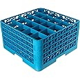 Carlisle FoodService Products RG25-414 OptiClean 25 Compartment Glass Rack with 4 Extenders, 3-1/2" Compartments, Blue (Pack of 2)