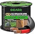 GEARit 16/2 Speaker Wire (100 Feet) 16 Gauge (Copper Clad Aluminum) - Outdoor Direct Burial in Ground/in Wall / CL3 CL2 Rated / 2 Conductors - CCA, Black 100ft