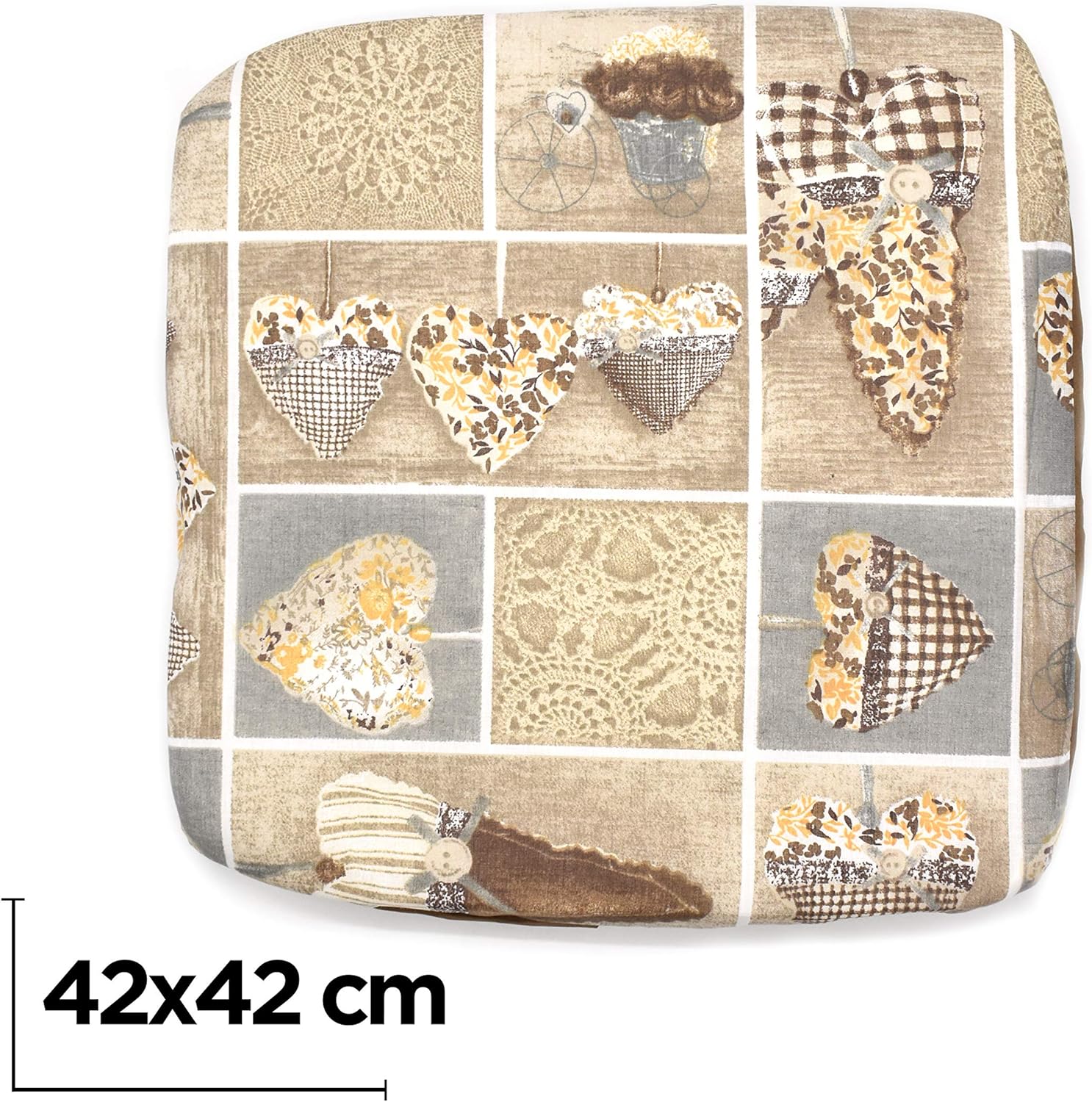 Takestop Set 6 Pezzi Coprisedia Cuscini Marrone Scuro Fiocco Cuori Con Fascia Elastico Cuscino Per Sedie Imbottito Sfoderabile Shabby Chic Amazon It Elettronica