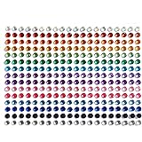 SANC 300 Pieces 5mm Multicolor Bling Rhinestone Sticker Sheet Gem Diamond Self Adhesive