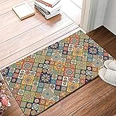 SPUNKER Welcome Mat Boho Geometric Floral Indoor/Outdoor Entrance Mat, 17x30 Inch