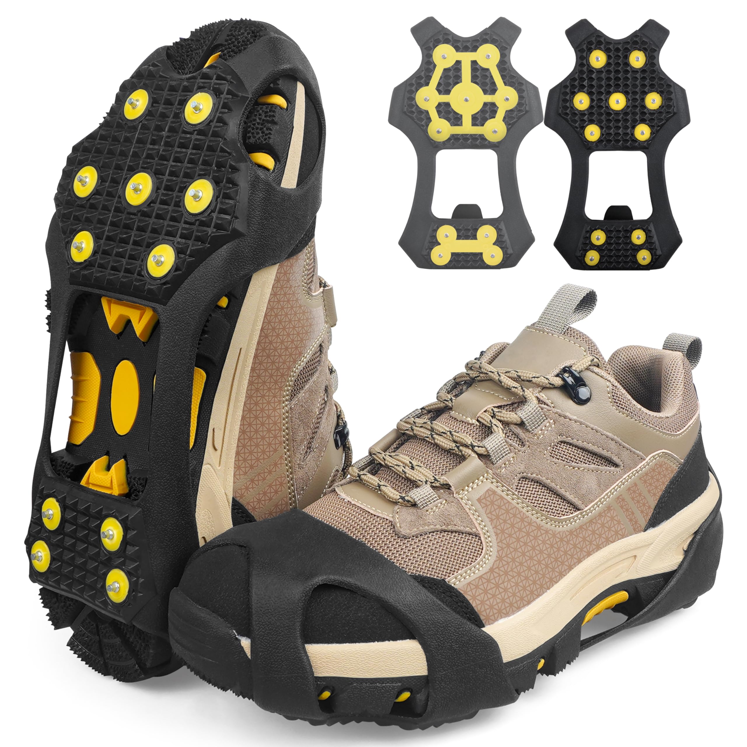 Ice Grips Cleats 11 Studs Snow Traction Cleats Crampons for Shoe and Boots Non-Slip Overshoe for Walking on Snow and Ice Rubber Walking Cleats Anti Slip Crampons (XL)