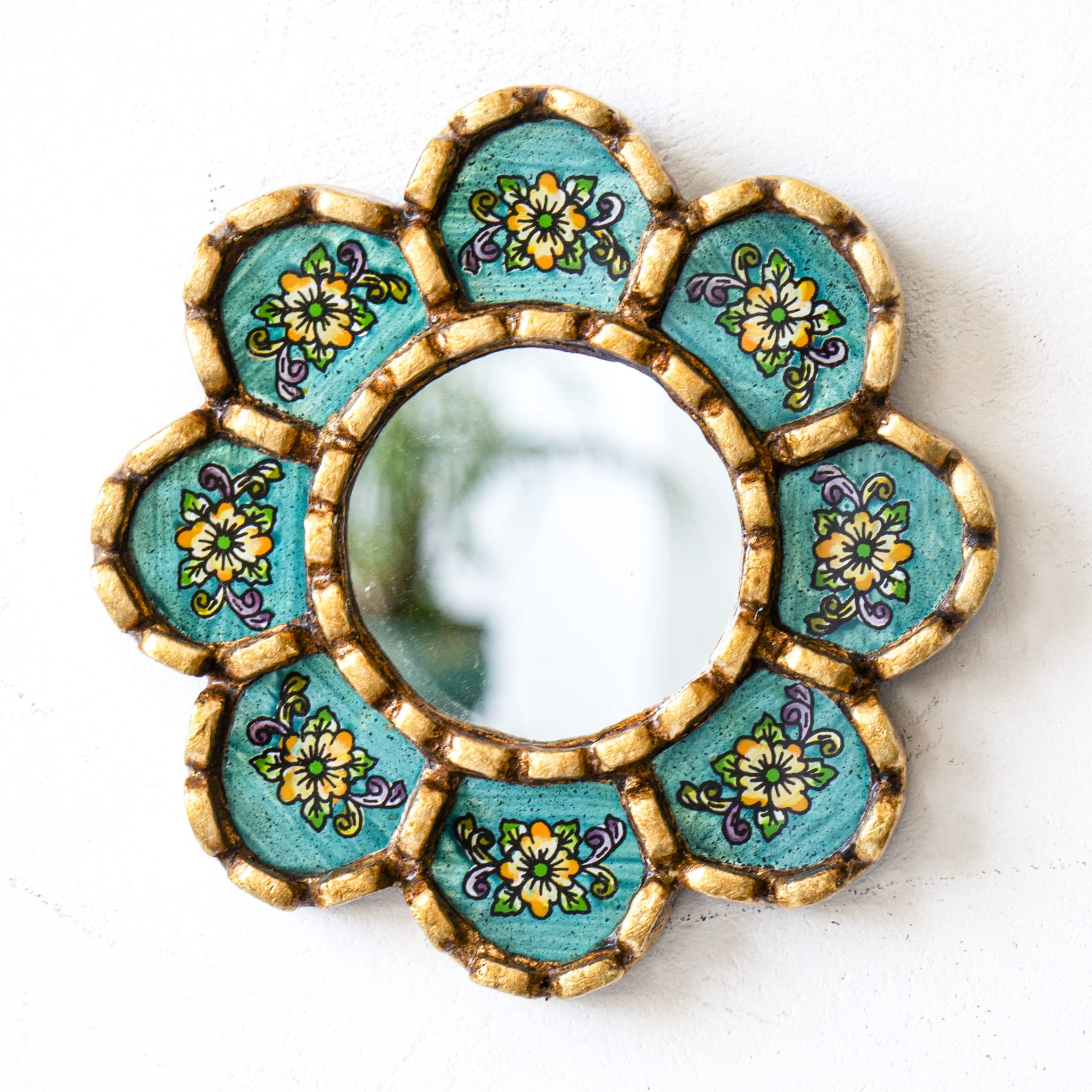 Photo 1 of Peruvian Turquoise Circle mirror on the wall decor art | Decorative wall Hanging round rmirror for home,farmhouse | wedding gift for her, women