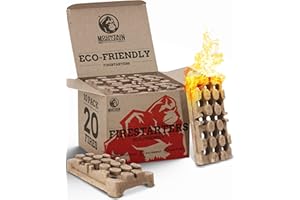 FIREBUILDER Mountain GRILLERS Natural Firelighters - Fire Starters for Wood Burner Log Burner Fireplace Pizza Oven BBQ - Indoor & Outdoor Brick Eco Fire lighters