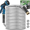 Advinski Garden Hose 100FT, Water Hose with 10 Function Nozzle, Garden Hose Metal with Leak-proof Connectors, No-Kink, Lightweight, Puncture-proof, Pet-proof, Sturdy, 550PSI, Hose for Outdoor, Yard
