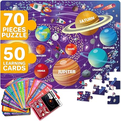 QUOKKA Giant Space Puzzle 70 pc 90x60 cm Floor Puzzle for Kids 3-5