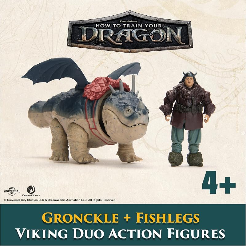 - Pack Figura Dragón y Vikingo: Gronkel y Patapez de Cómo Entrenar a Tu Dragón - Figuras de Acción Articuladas - Juguetes Niños 4 Años + - Regalo Niño 4 Años +