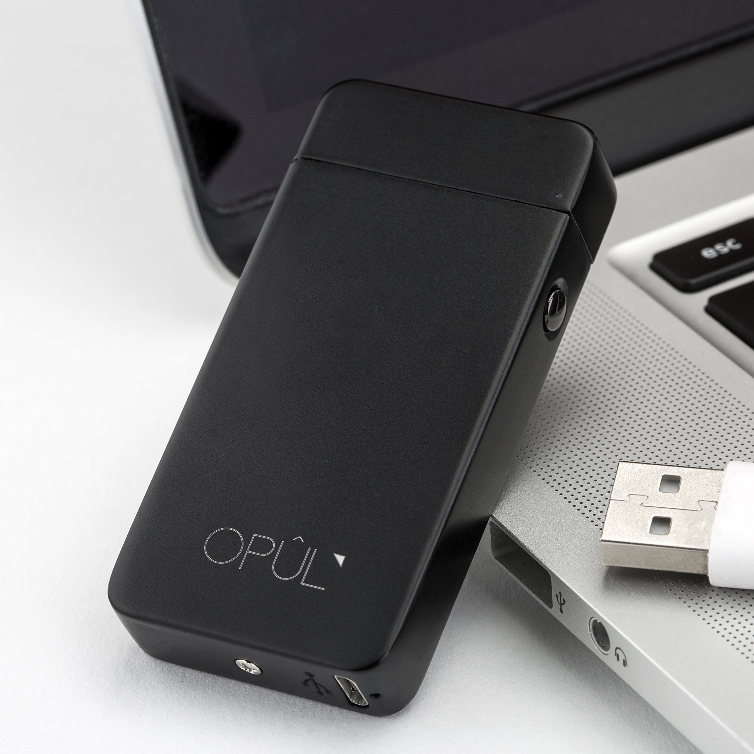 Briquet Double Arc Électrique, Briquet USB Electrique Sans Flamme, Briquet Tesla Rechargeable à l\'Epreuve du Vent, avec Câble, Briquet de Poche à Allumage Sans Gaz en Toute Sécurité pour par Opul