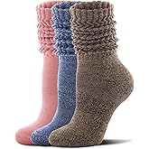 FITRELL Slouch Socks for Women, 3 Pairs Soft Cotton Knee High Scrunch Tube Boot Socks