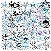 50PCS Snowflake Stickers Cartoon Winter Decals for Water Bottles Laptop Snowboard, Winter-Themed Christmas Party Gifts for Adults Vinyl Waterproof Cute Snow Stickers