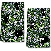 Verdiqor Black Cat Kitchen Dish Towels Set of 2 Absorbent Green Floral Decorative Tea Towel Dish Cloths for Cleaning Drying Cooking Kitchen Decor,Gifts for Cat Lovers Women 16x24 Inch