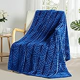 Whale Flotilla Flannel Fleece Throw Blanket for Couch, Soft Fluffy Velvet Sofa Blanket with Decorative Vintage Pattern for All Season, Warm and Lightweight, 50x60 Inch, Royal Blue