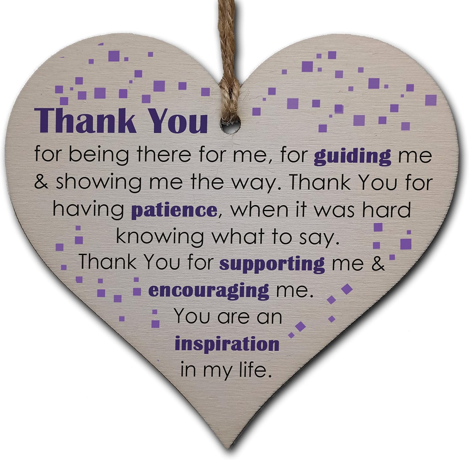 Motivational Hanging Wooden Heart - Handmade Decorative Sign with Positive Quote - Gift for Women Girls, Teen Room or Office Decor
