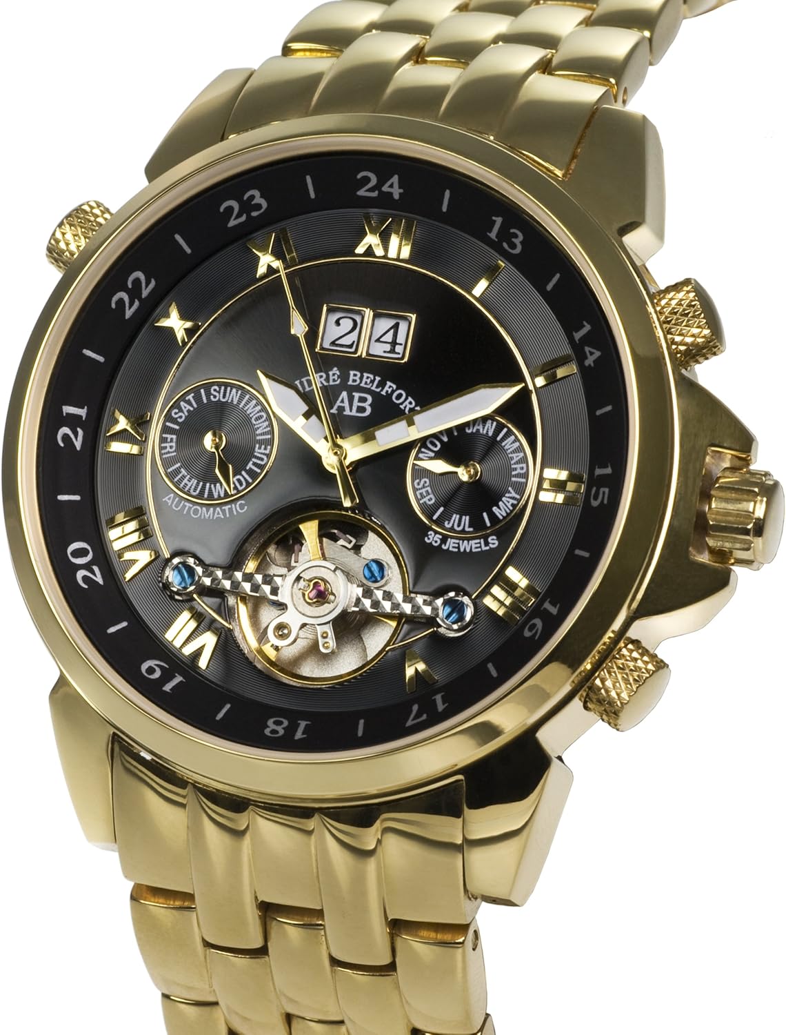 André Belfort Mens étoile Polaire Watch 410134 Gold Black