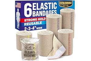 MIGHTY-X High-Performance Elastic Bandage Wrap - 6 Pack (2x2in, 2x3in, 2x4in) - Self-Closing Strong Compression Bandage Wrap for Feet, Ankles, Wrists, and Knees