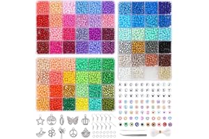 QUEFE 4320pcs 72 Colors, 5mm Glass Seed Beads for Bracelet Making Kit, Small Beads for Jewelry Making with Letter Beads for Crafts Gifts