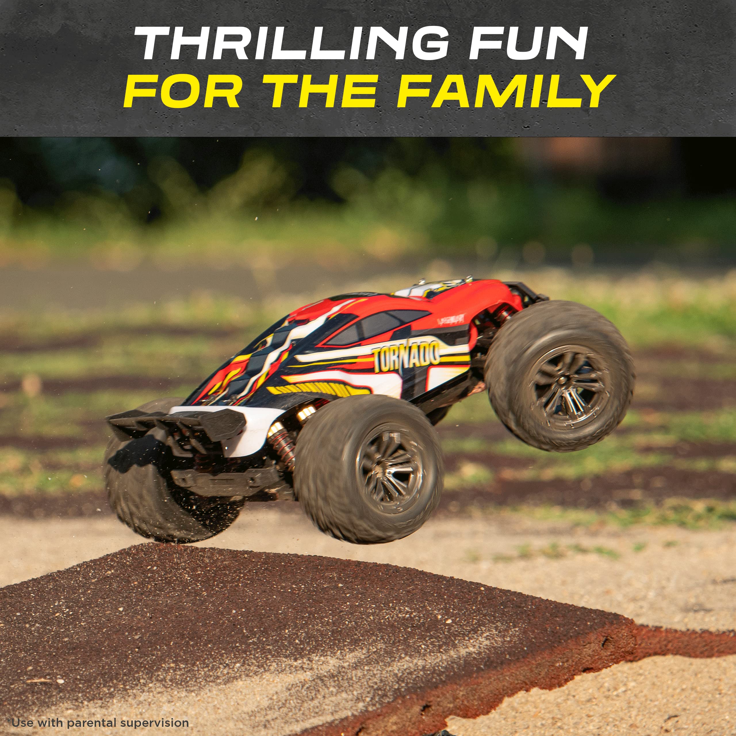 LAEGENDARY 1:12 Scale Large RC Cars 48+ kmh Speed - Remote Control Car 4x4 Off Road Monster Truck Electric - All Terrain Waterproof Trucks for Adults - 2 Batteries + Connector for 30+ Min Play