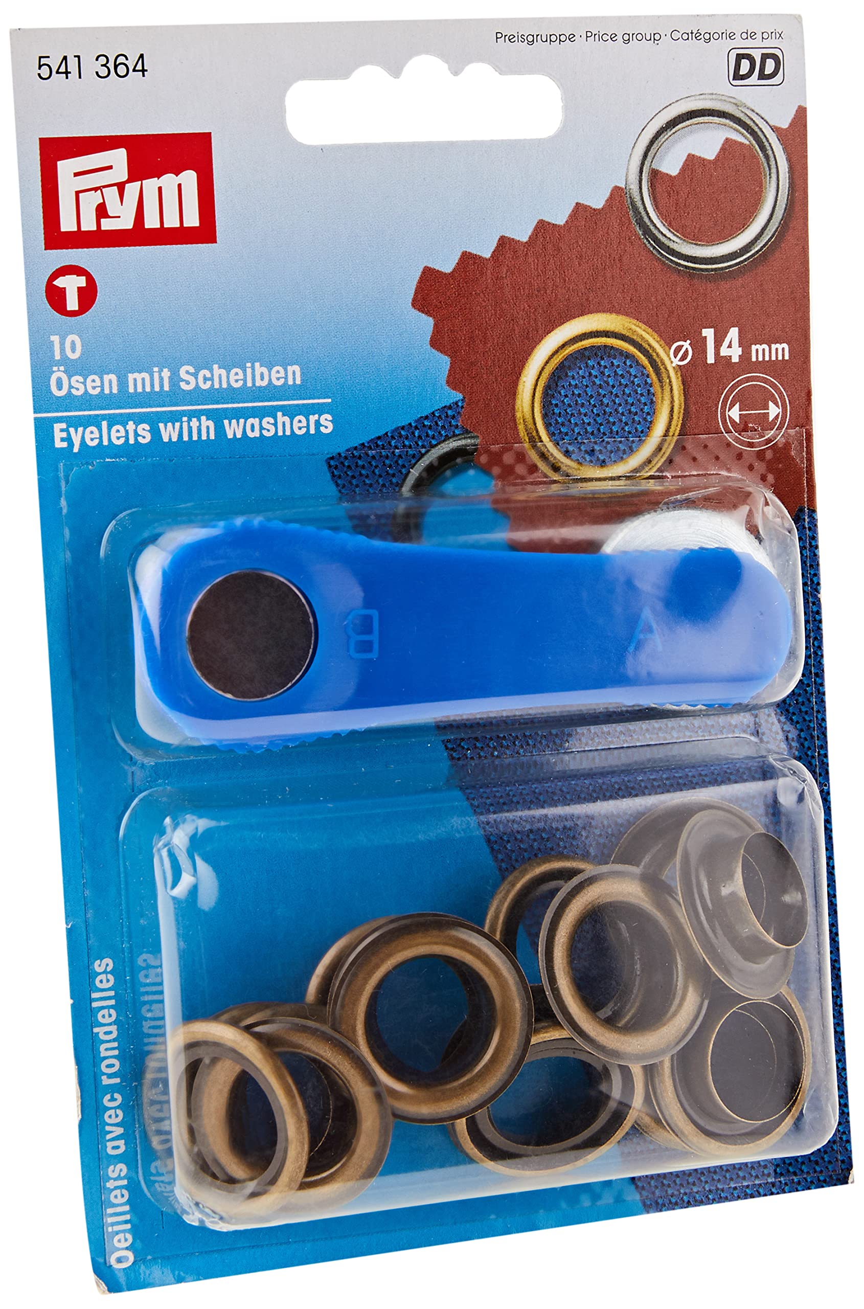 Prym Eyelets and Washers, Metal, Antique Brass, 14 x 9.5 x 2.5 cm