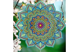 GYOTHRIG Wind Spinners for Yard and Garden Decor, 12" Mandala Metal Stainless Steel 3D Decoration, Patio Backyard Outdoor Art Outside Decorations Wind Spinner Gifts for Lawn Hanging Pinwheels Crafts Ornaments