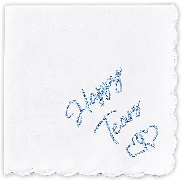 thumbnail image 2 of Wedding Happy Tears Handkerchief - Embroidered Something Blue Keepsake For Bridal Party 2 of 10