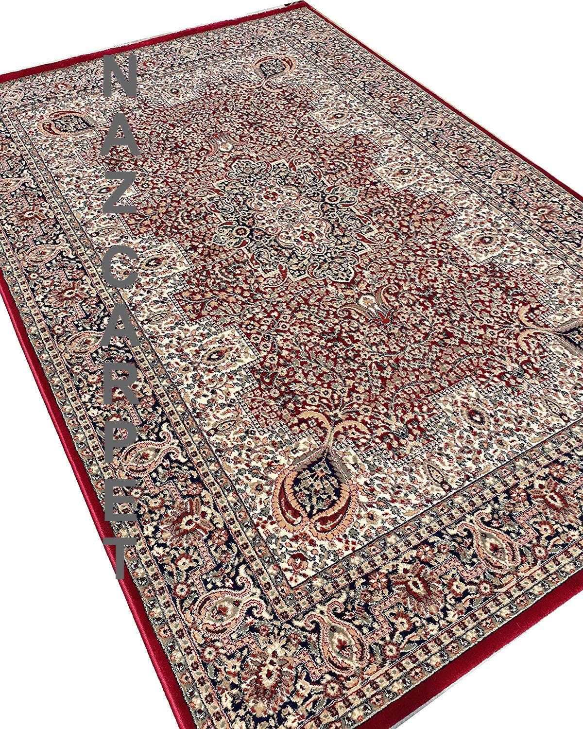 Buy Naz Carpet Traditional Persian Kashmiri Carpet (Maroon, Wool Blend, 5 X 7 Feet) Online at