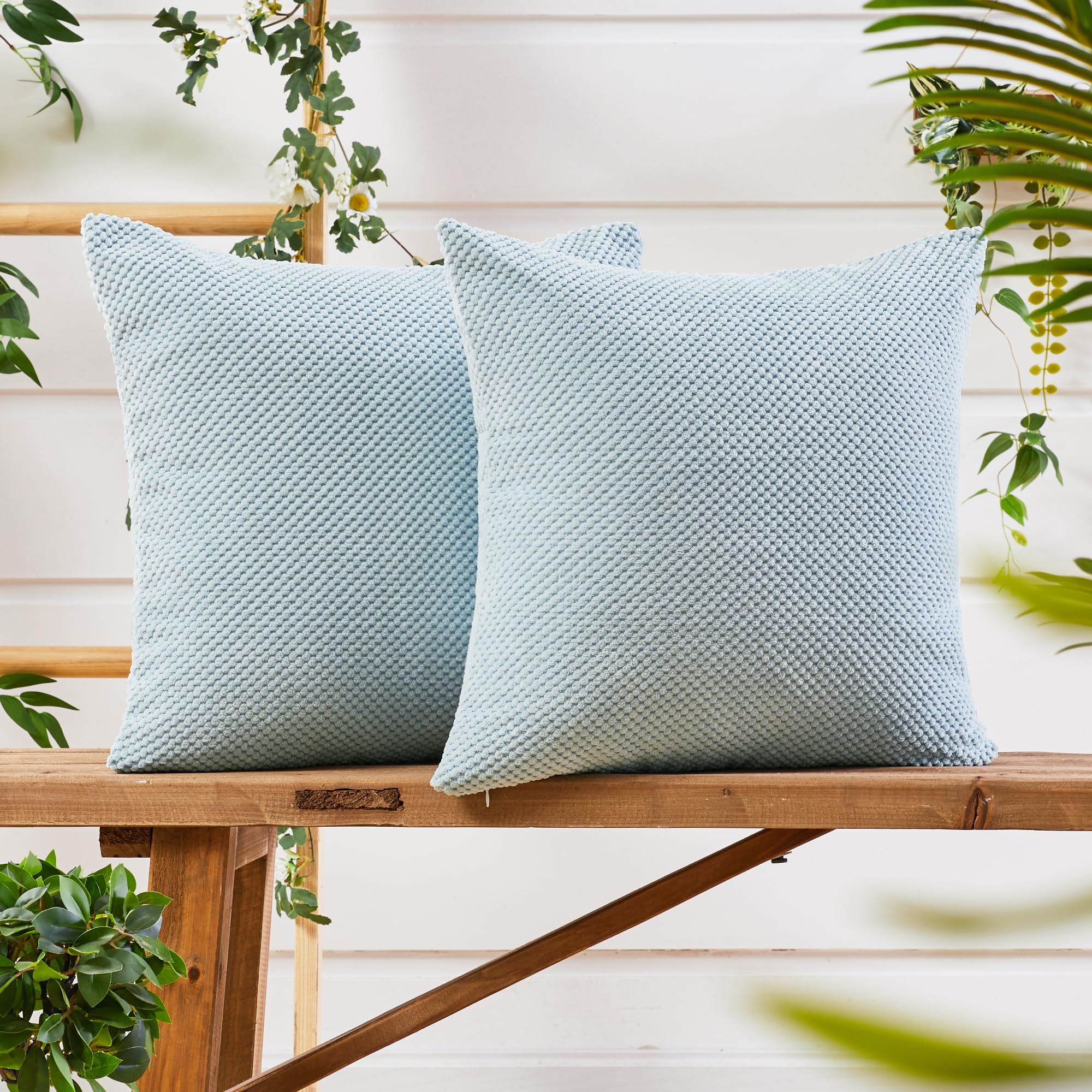 Deconovo Corduroy Granule Dark Teal Cushion Covers 55x55cm, Soft Fluffy Throw Pillow Covers Pillowcases with Invisible Zipper,22x22 Inch, 2 Pieces