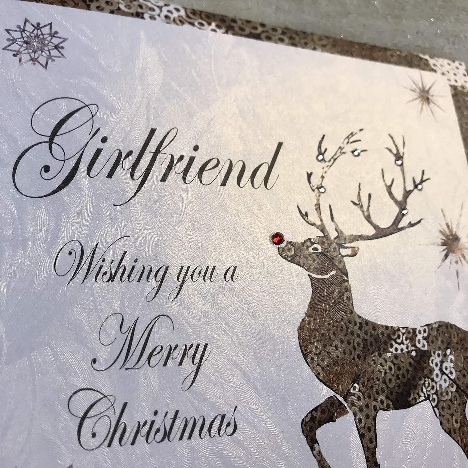 WHITE COTTON CARDS C7-GF "Girlfriend"" Handmade Christmas Card" - Image 3