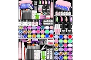 Yevyo Acrylic Nail Kit with Drill, 4 Colors Gel Polish and UV Light Nail Kit, 24 Colors Glitter Acrylic Powder Acrylic Brush Set, Professional Nails Kit Acrylic Set with Everything for Beginners