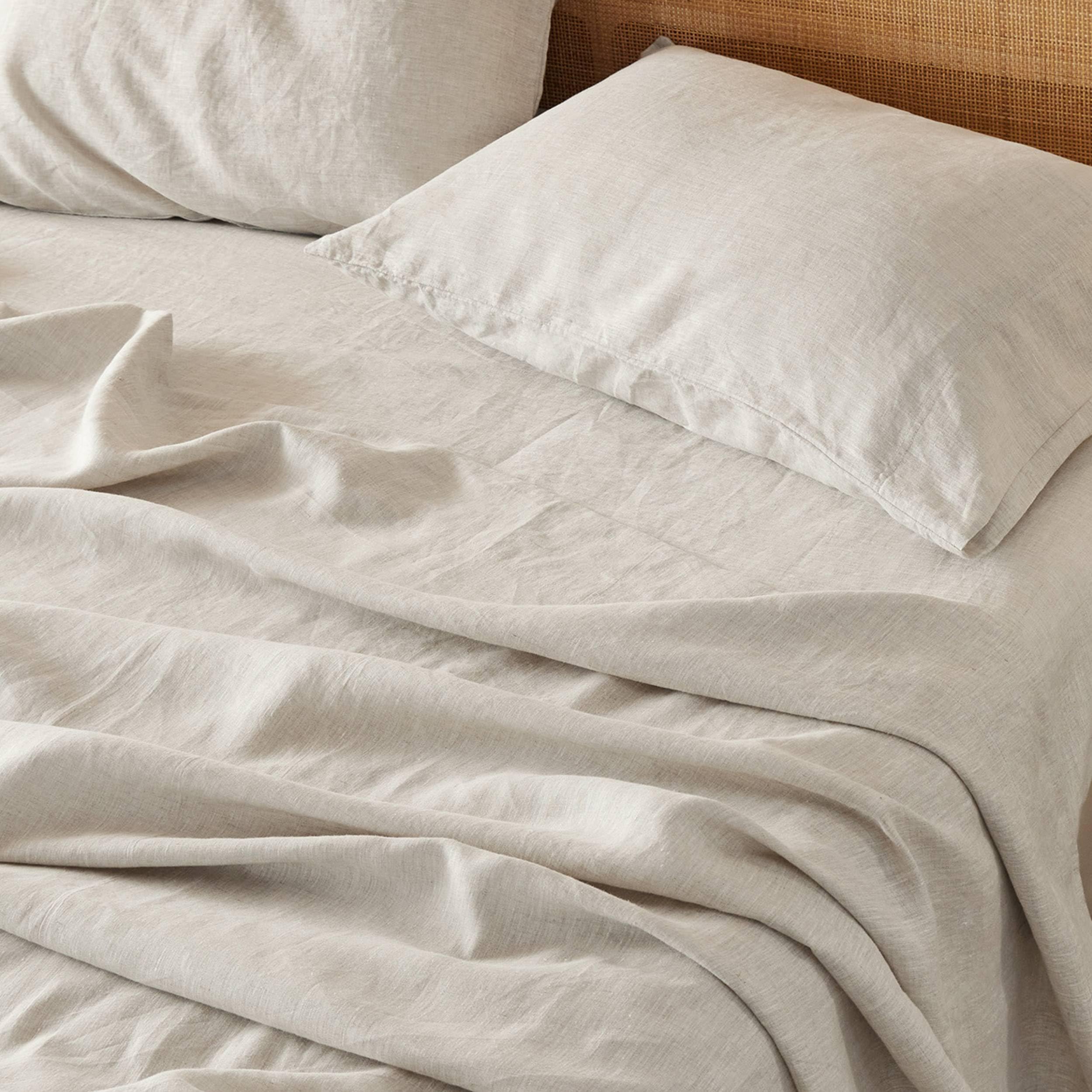 Photo 1 of Bedsure Linen Sheets - King Size Sheets, Blend from Linen Cotton Bedsheets, Breathable Cotton Bedsheets, Gifts for All Seasons, 4 Pieces, Linen