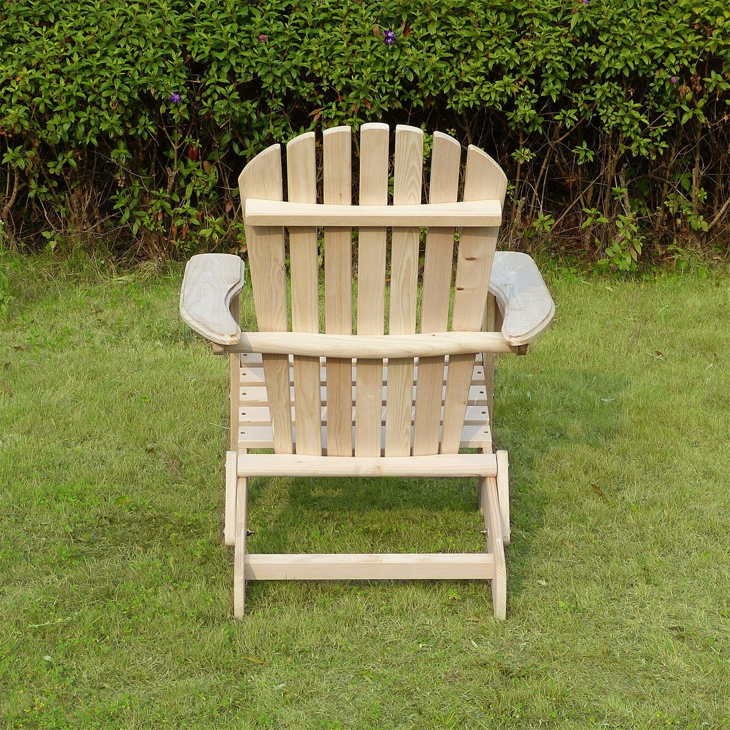 Merry Garden Foldable Wooden Adirondack Chair, Outdoor, Garden, Lawn, Deck Chair, Natural: Furniture & Decor