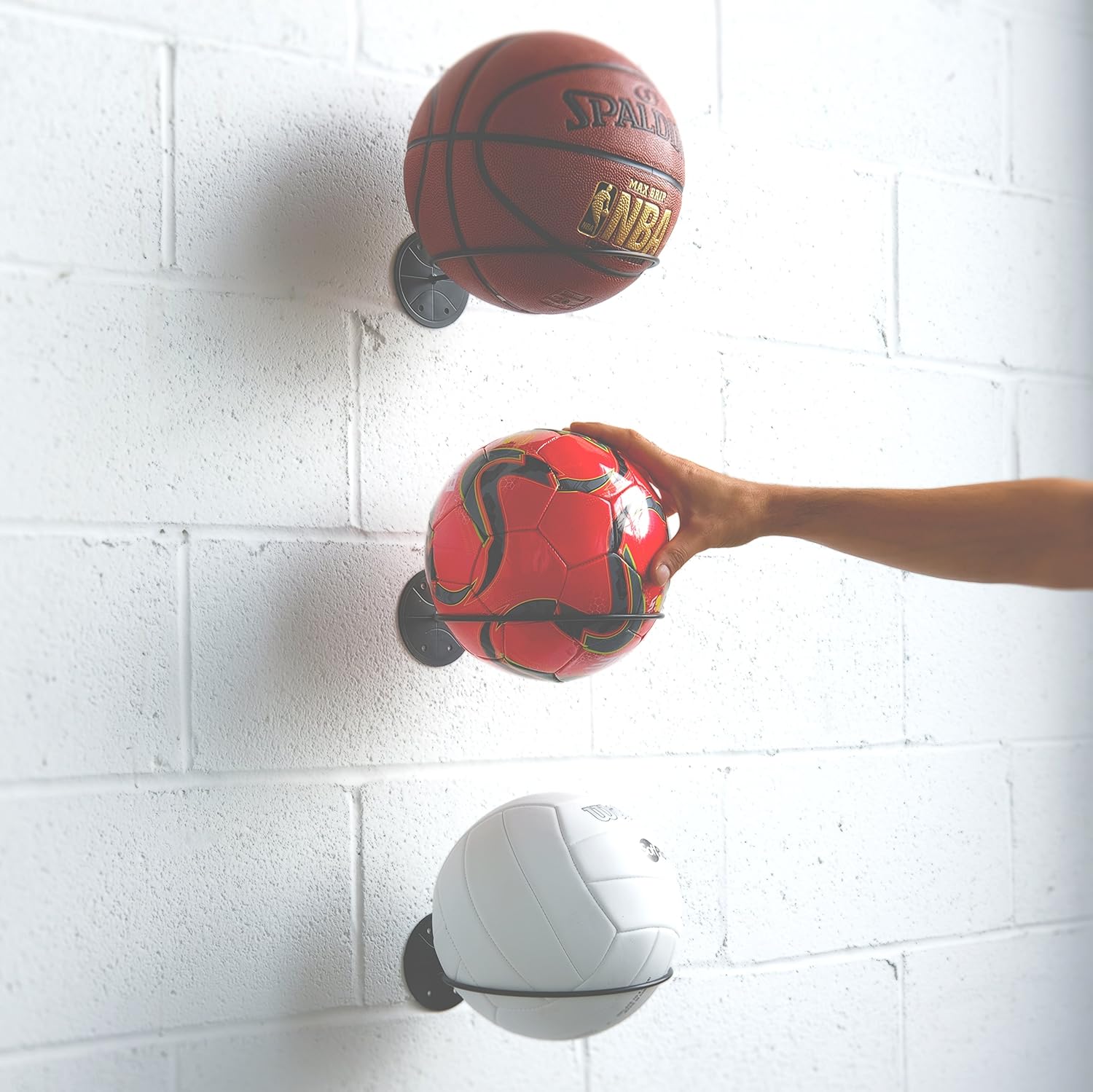 Wallniture Sporta Wall Mounted Sports Ball Holder Rack Display Storage Steel (Black): Home & Kitchen