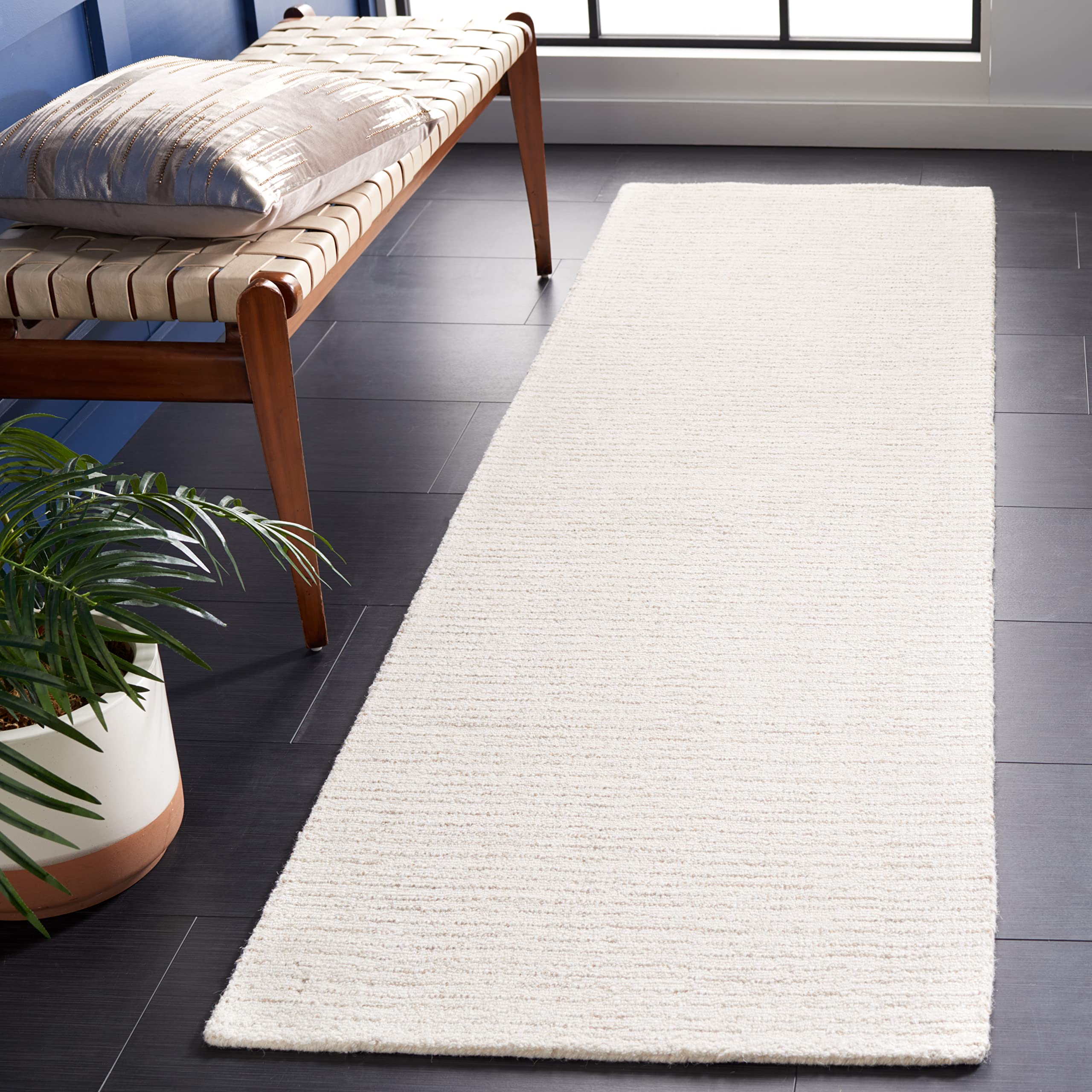 Safavieh Contemporary Rug for Living Room, Dining Room, Bedroom - Abstract Collection, Short Pile, in Ivory, 76 X 183 cm