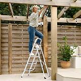 VonHaus 4 Step Folding Step Ladder Steel 150kg Capacity White view 9