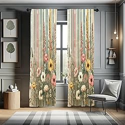 Ambesonne Floral Curtains, Vintage Botanical