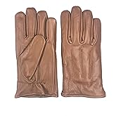 Men's GENUINE SHEEPSKIN soft leather winter gloves w/fleece lining - Tan