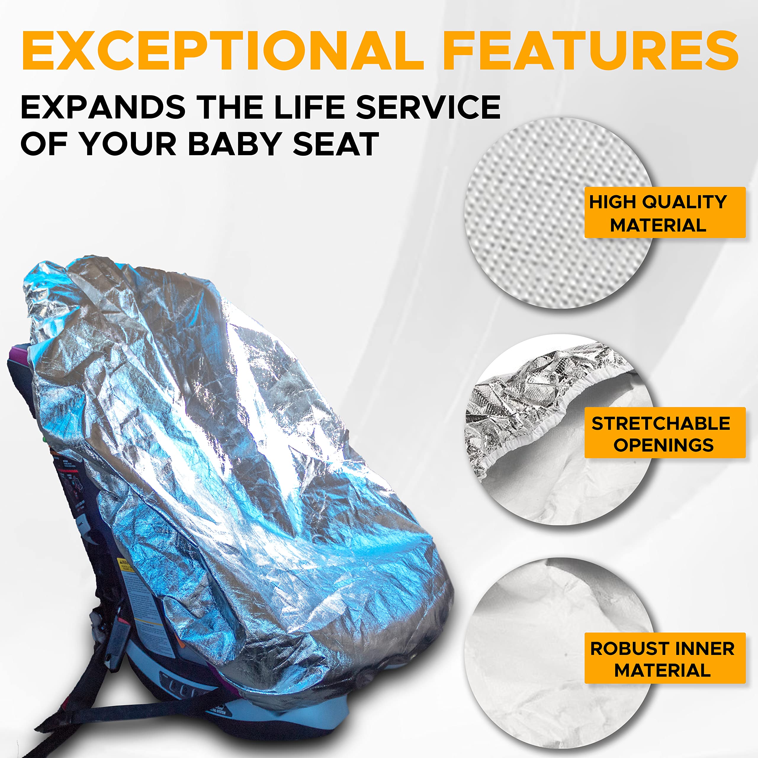 EcoNour Baby Car Seat Sun Shade Cover | Infant Carseat Heat Protector Keeps Toddler Seat at a Cool Temperature | Reflective car seat Sunshade Blocks Out Heat | Baby Travel Accessories
