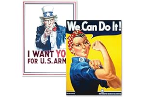 Palace Learning 2 Pack - Uncle Sam - I Want You & We Can Do It Poster Set - World War 2 - Army - Rosie the Riveter (LAMINATED, 18" x 24")