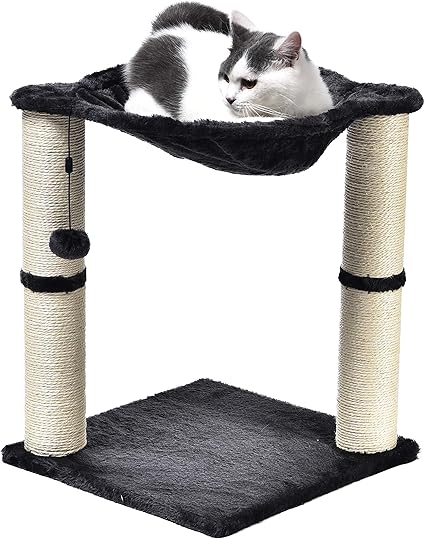 Amazonbasics Arbre à Chat En Forme De Tour Avec Abri Lit Hamac Et Griffoir 41 X 51 X 41 Cm Gris