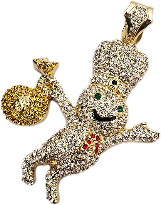 SOLD) Gold So cy Brck Squad style Whte lab damond pendant wth