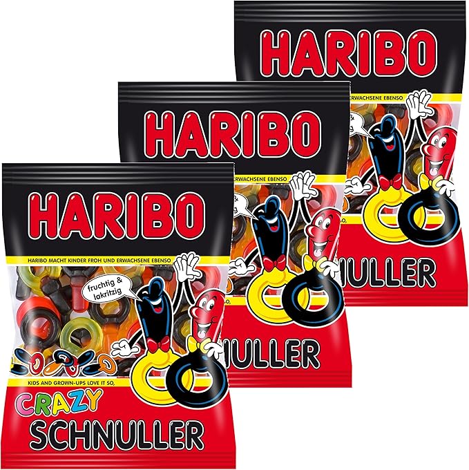 Haribo Crazy Dummies, 3 Piece Liquorice, Sweets, Jellies, Wine Gums