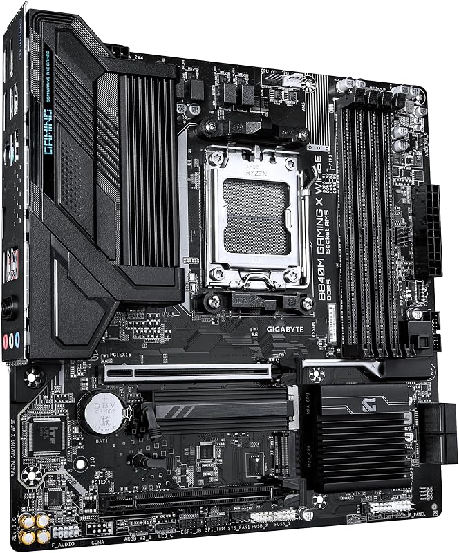 GIGABYTE B840M Gaming X WIFI6E Motherboard – CPUs AMD Ryzen 9000, VRM de 8+2+2 fases, até 8200 MHz DDR5 (O.C.), 2× M.2 PCIe 4.0, Wi-Fi 6E, 2,5 GbE LAN, USB 3.2 Gen 1