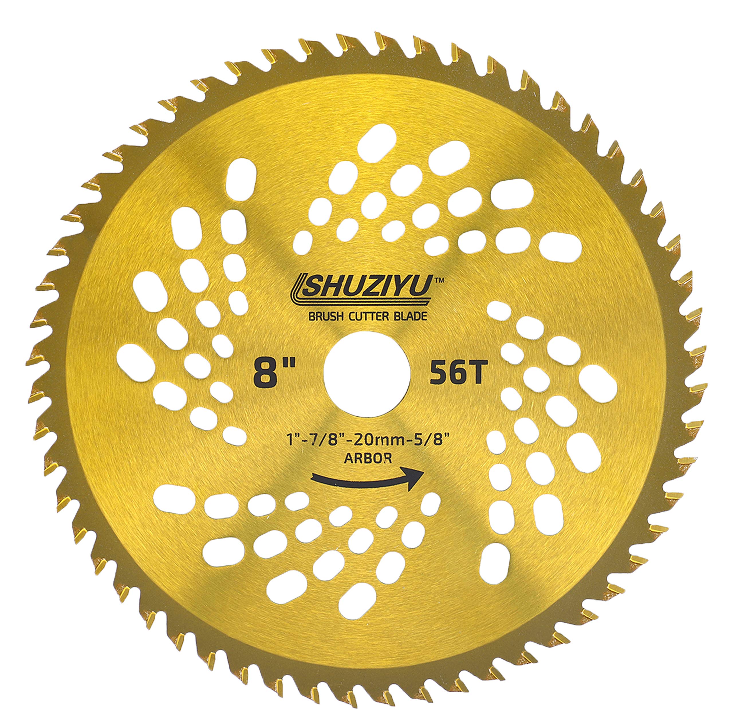 LSHUZIYU, 205mm-56T. Arbor 25.4mm with 22.23-20-16mm Washer, Carbide Tip, Brush Cutter Blade, Trimmer Weed Blade.
